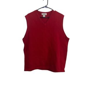HEATHER TWEED Red Sleeveless V-Neck Vest Sweater Size XL lambs wool